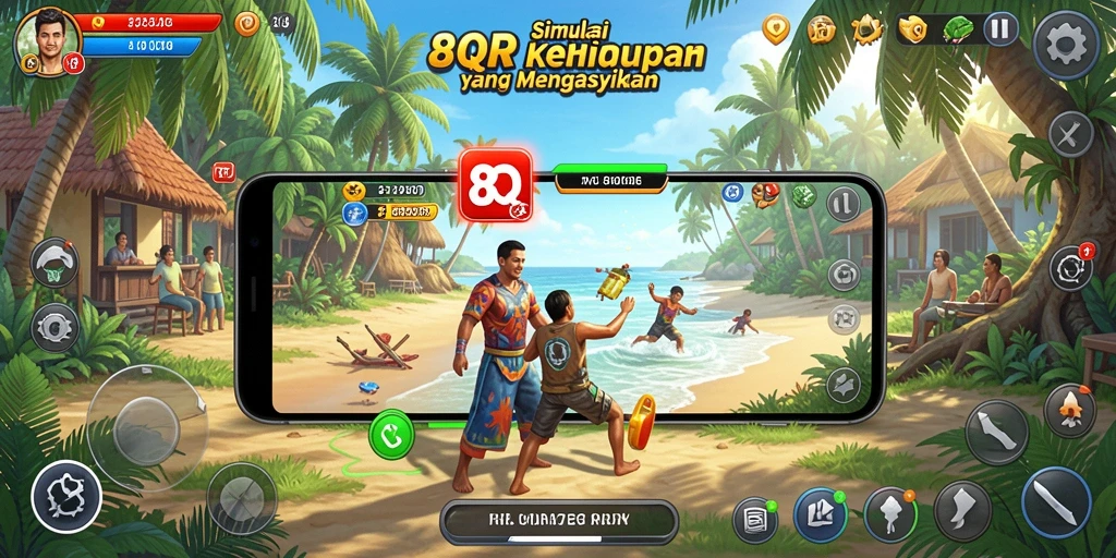 Gameplay 8QR yang realistis dan interaktif dalam simulasi kehidupan.
