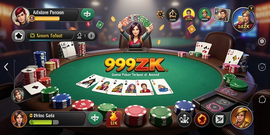 Tampilan gameplay Poker yang mendebarkan di 999ZK.