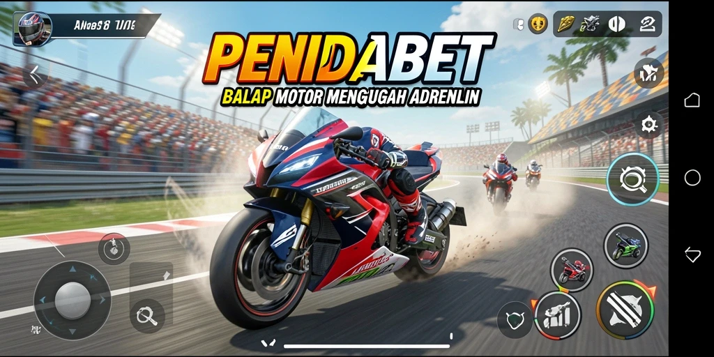 Tampilan gameplay PENIDABET yang mendebarkan di lintasan balap.