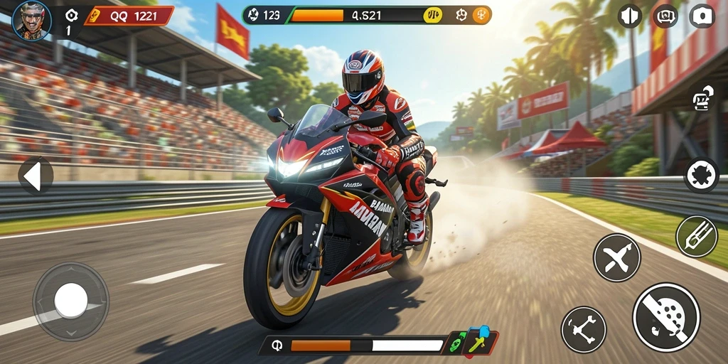 Gameplay seru balapan motor di QQ1221.