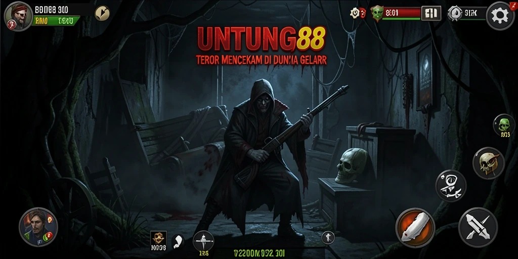 Screenshot gameplay UNTUNG88 yang menampilkan suasana horor yang mencekam.